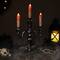 14" Antique Silver Skull Trio Halloween Candelabra Décor